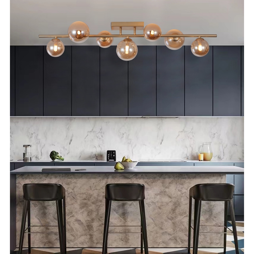 Wofi 7014-701W - LED Полилей за повърхностен монтаж VILLA 7xG9/3W/230V златист