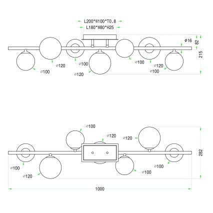 Wofi 7014-701W - LED Полилей за повърхностен монтаж VILLA 7xG9/3W/230V златист
