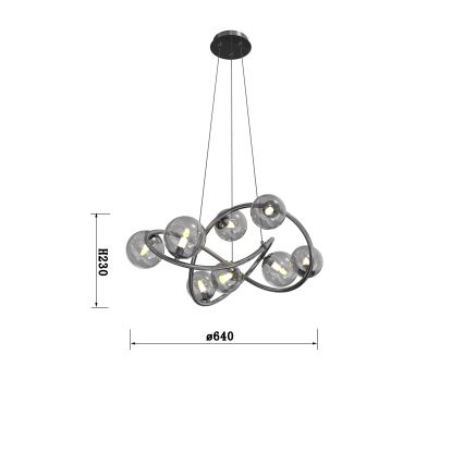 Wofi 7014-805 - LED Пендел NANCY 8xG9/3,5W/230V черен/лъскав хром