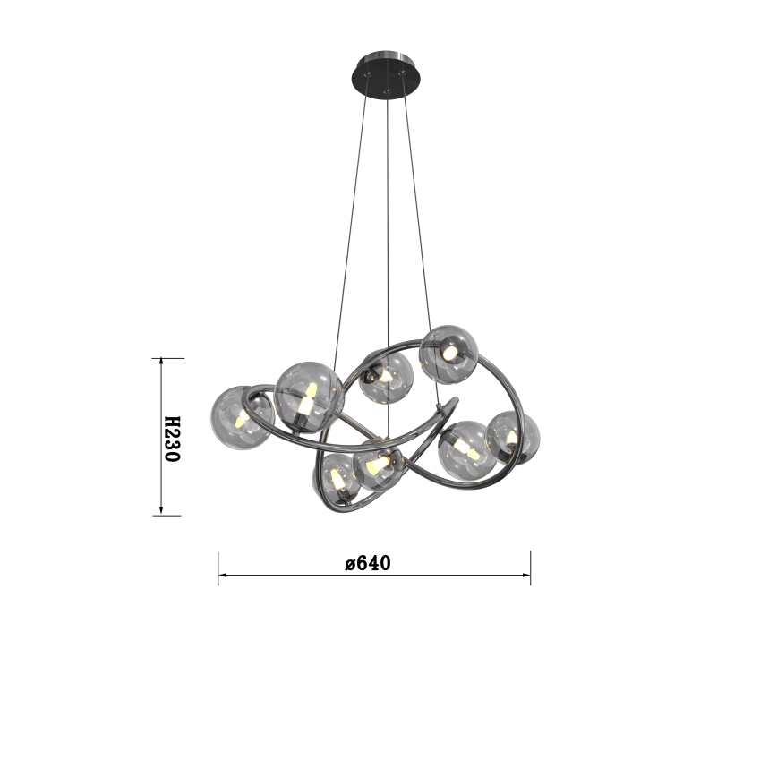 Wofi 7014-805 - LED Пендел NANCY 8xG9/3,5W/230V черен/лъскав хром