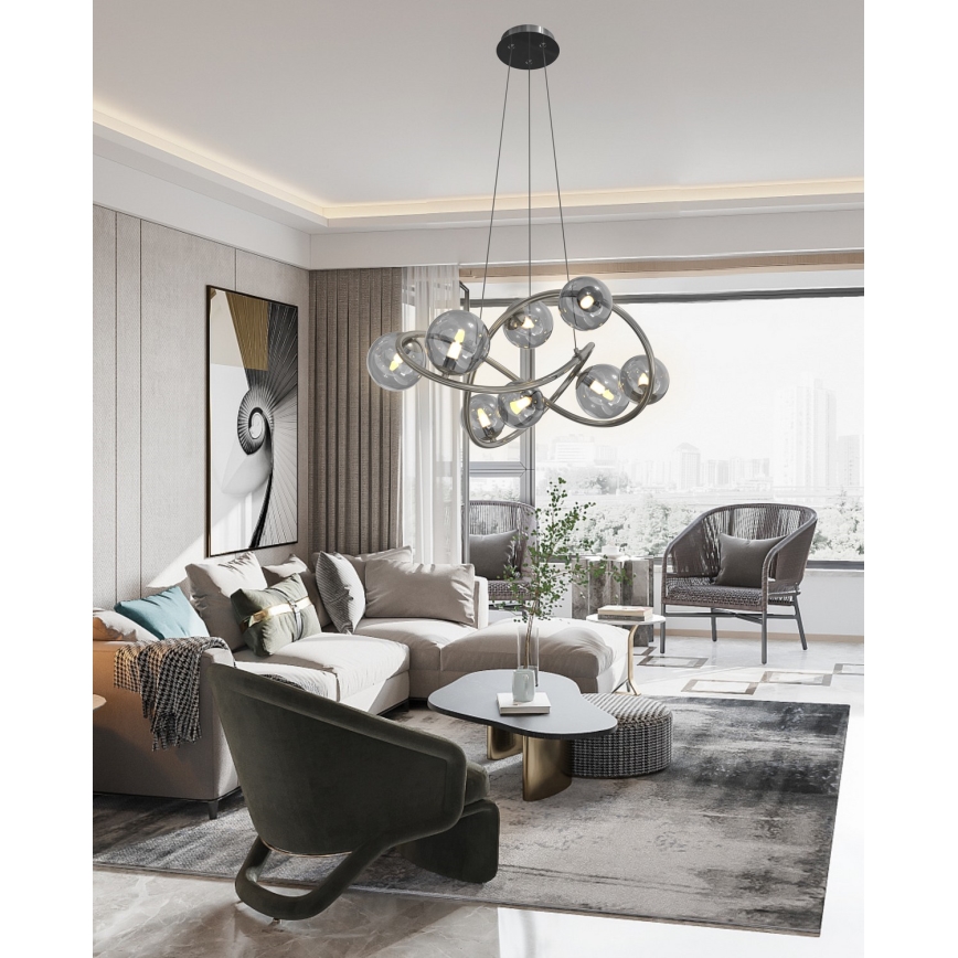 Wofi 7014-805 - LED Пендел NANCY 8xG9/3,5W/230V черен/лъскав хром