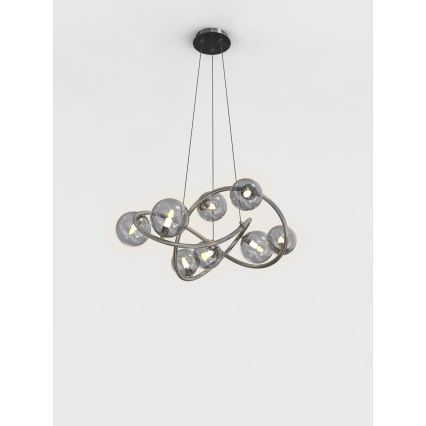 Wofi 7014-805 - LED Пендел NANCY 8xG9/3,5W/230V черен/лъскав хром