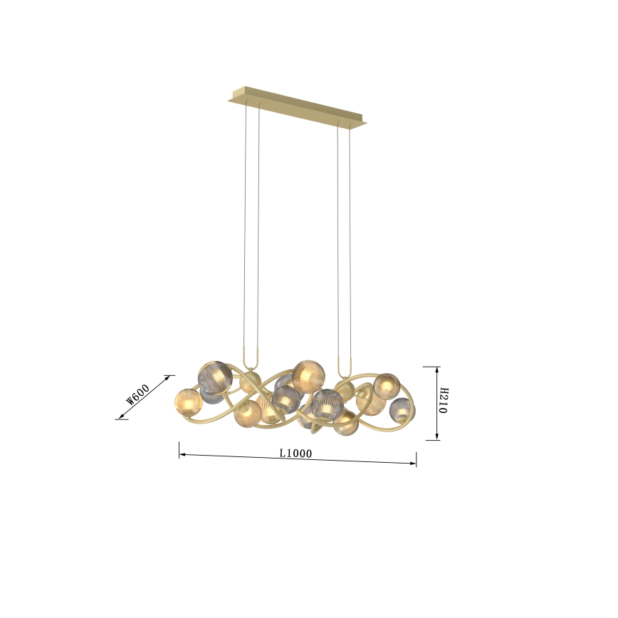 Wofi 7015-1404 - LED Пендел METZ 14xG9/3,5W/230V златист/сив