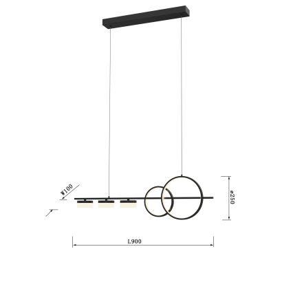 Wofi 7030-502 - LED Димируем пендел MESSINA LED/40W/230V черен