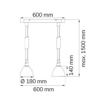 Wofi 7722.02.64.0006 - LED Пендел SAVANNAH 2xE14/5,5W/230V