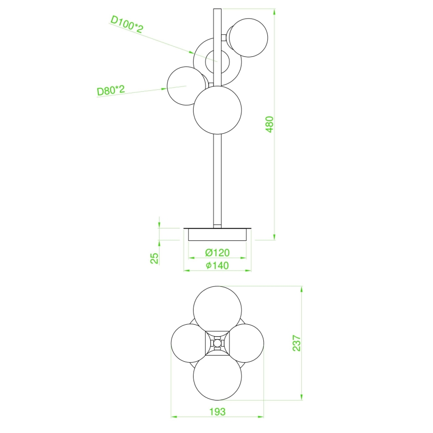 Wofi 8014.04.24.9000 - LED Настолна лампа VILLA 4xG9/3W/230V черна