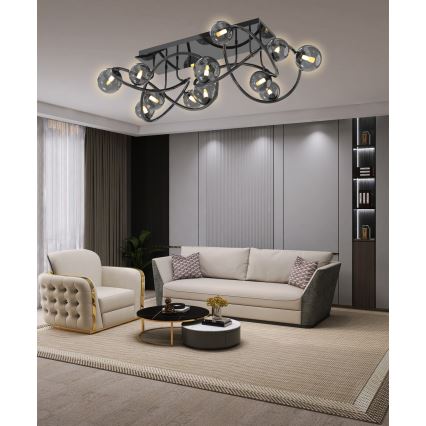 Wofi 9014-1205 - LED Полилей за повърхностен монтаж NANCY 12xG9/3,5W/230V черен/лъскав хром