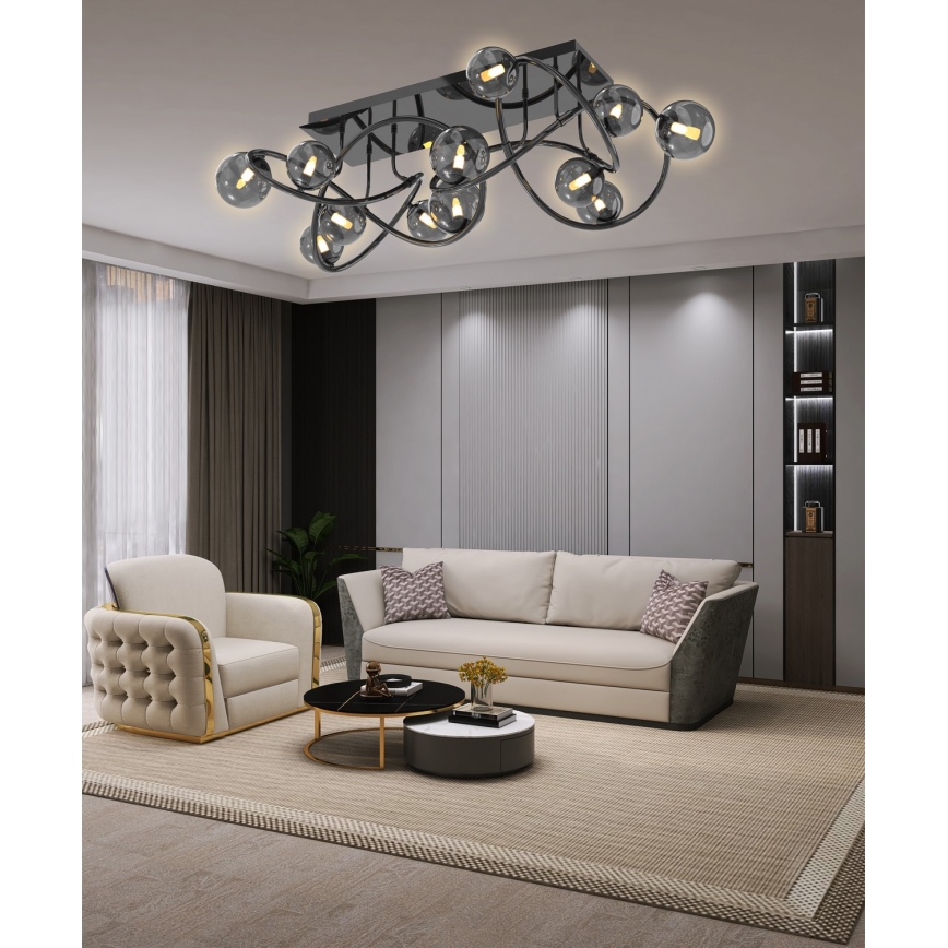 Wofi 9014-1205 - LED Полилей за повърхностен монтаж NANCY 12xG9/3,5W/230V черен/лъскав хром