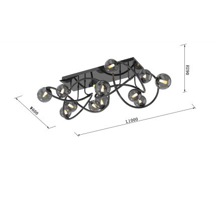 Wofi 9014-1205 - LED Полилей за повърхностен монтаж NANCY 12xG9/3,5W/230V черен/лъскав хром
