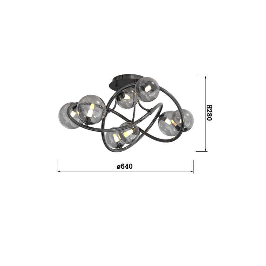Wofi 9014-805 - LED Полилей за повърхностен монтаж NANCY 8xG9/3,5W/230V черен/лъскав хром