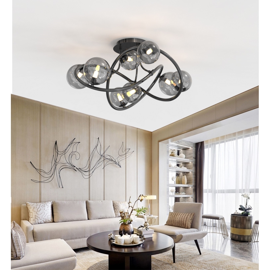 Wofi 9014-805 - LED Полилей за повърхностен монтаж NANCY 8xG9/3,5W/230V черен/лъскав хром