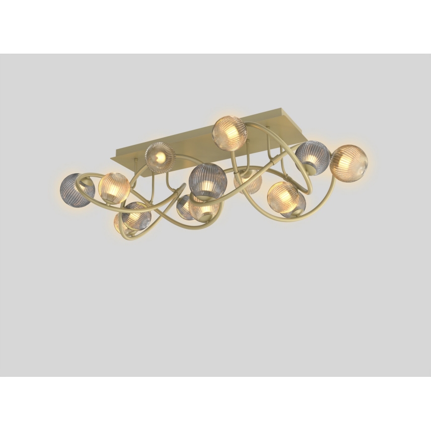 Wofi 9015-1204 - LED Полилей за повърхностен монтаж METZ 12xG9/3,5W/230V златист/сив