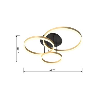 Wofi 9049-401 - LED регулируема плафониера PERPIGNAN LED/51W/230V златисто