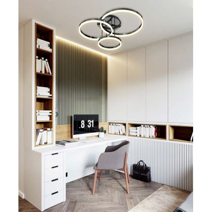 Wofi 9049-405 - LED регулируема плафониера PERPIGNAN LED/51W/230V черен/лъскав хром