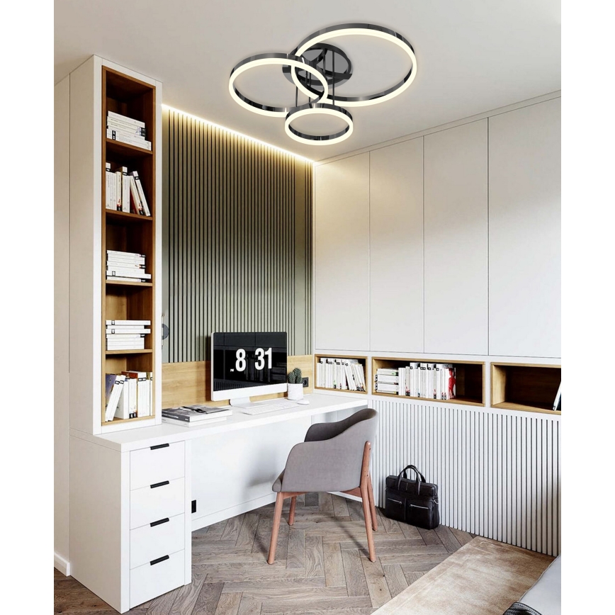 Wofi 9049-405 - LED регулируема плафониера PERPIGNAN LED/51W/230V черен/лъскав хром
