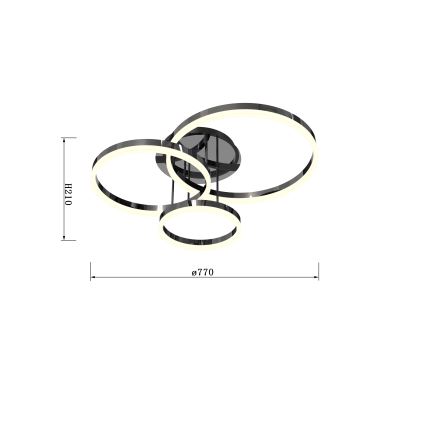 Wofi 9049-405 - LED регулируема плафониера PERPIGNAN LED/51W/230V черен/лъскав хром