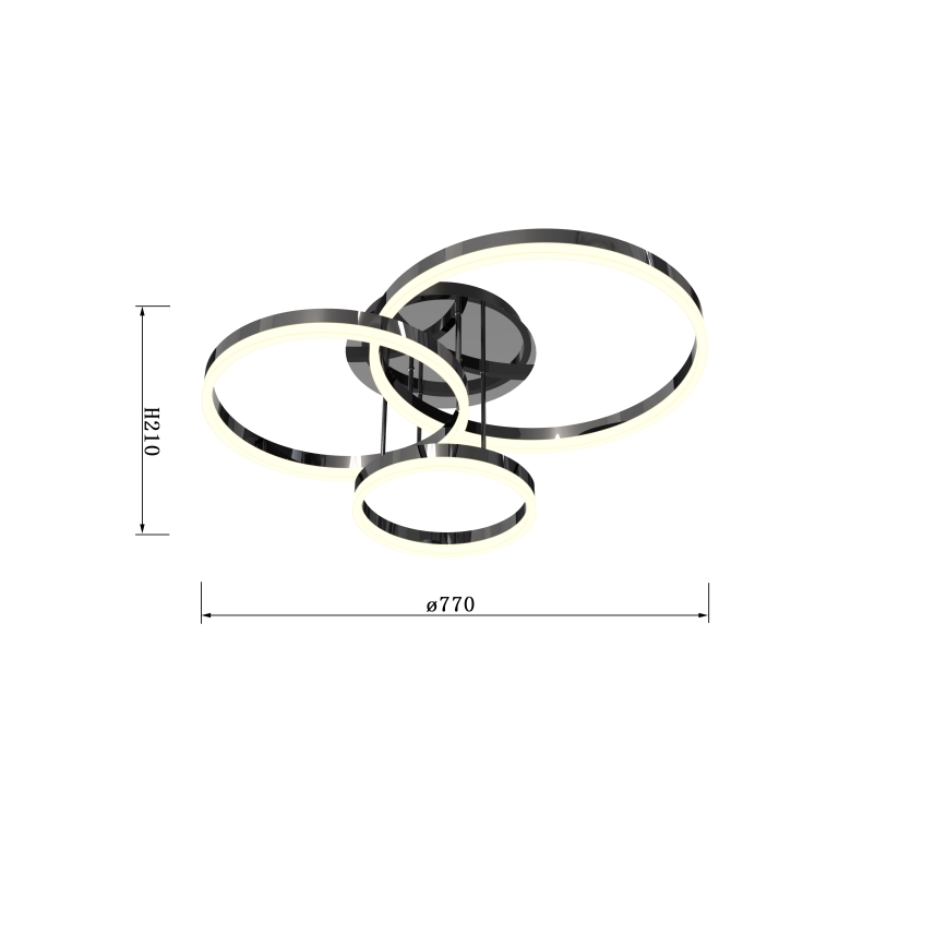 Wofi 9049-405 - LED регулируема плафониера PERPIGNAN LED/51W/230V черен/лъскав хром