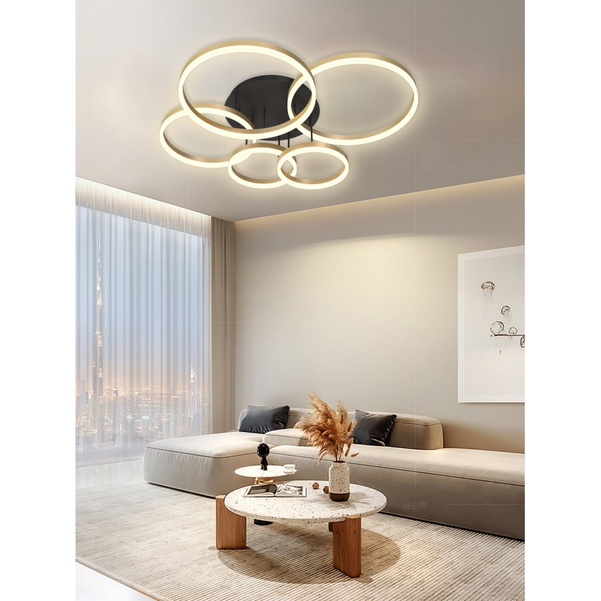 Wofi 9049-601 - LED Димируем полилей за повърхностен монтаж PERPIGNAN LED/80W/230V златист