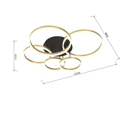 Wofi 9049-601 - LED Димируем полилей за повърхностен монтаж PERPIGNAN LED/80W/230V златист