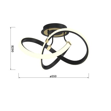 Wofi 9134-104 - LED Димируем полилей за повърхностен монтаж INDIGO LED/44W/230V черен/златист