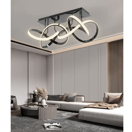 Wofi 9134-205 - LED регулируема плафониера INDIGO LED/64W/230V черен/лъскав хром