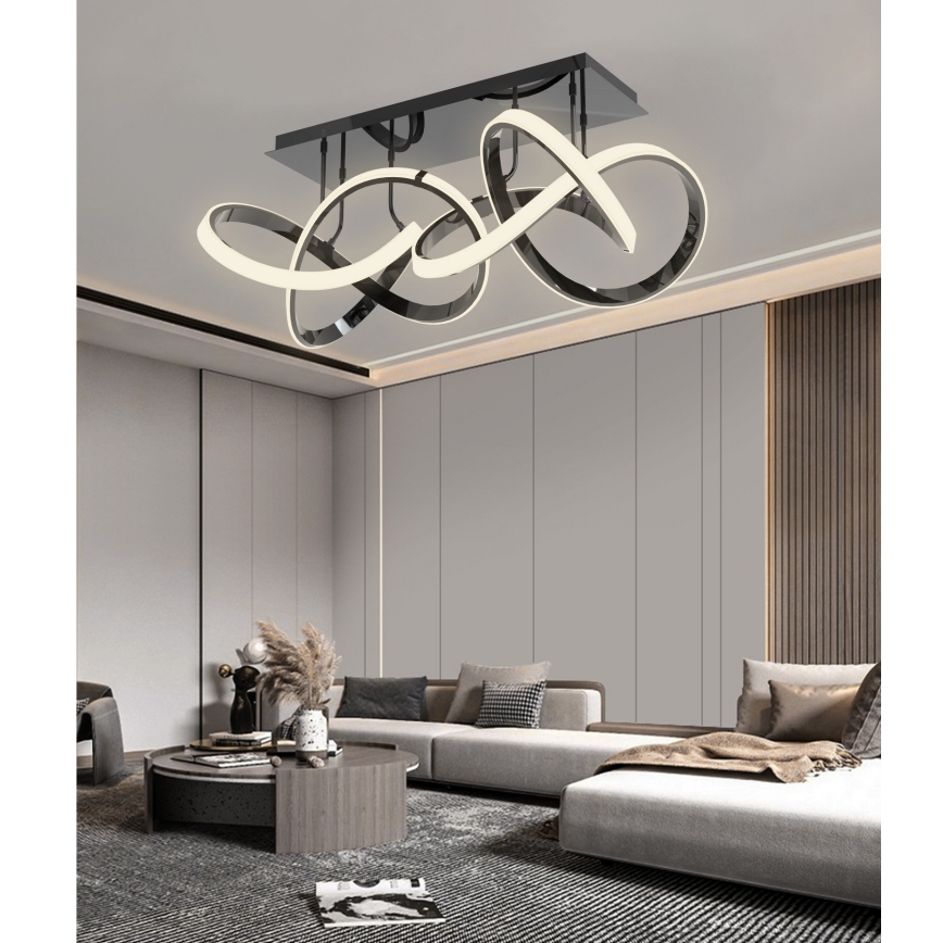 Wofi 9134-205 - LED регулируема плафониера INDIGO LED/64W/230V черен/лъскав хром