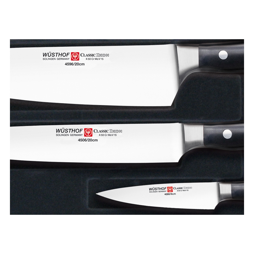 Wüsthof - К-кт готварски ножове CLASSIC IKON 3 бр. черен