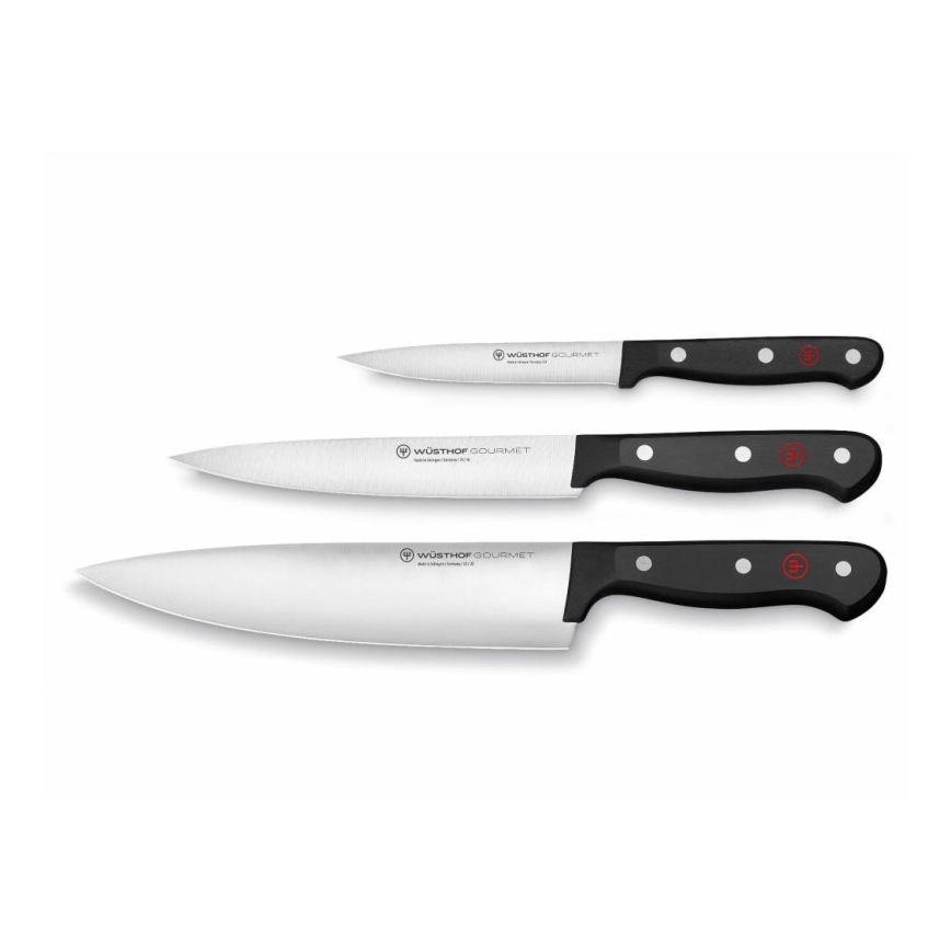 Wüsthof - К-кт готварски ножове GOURMET 3 бр. черен