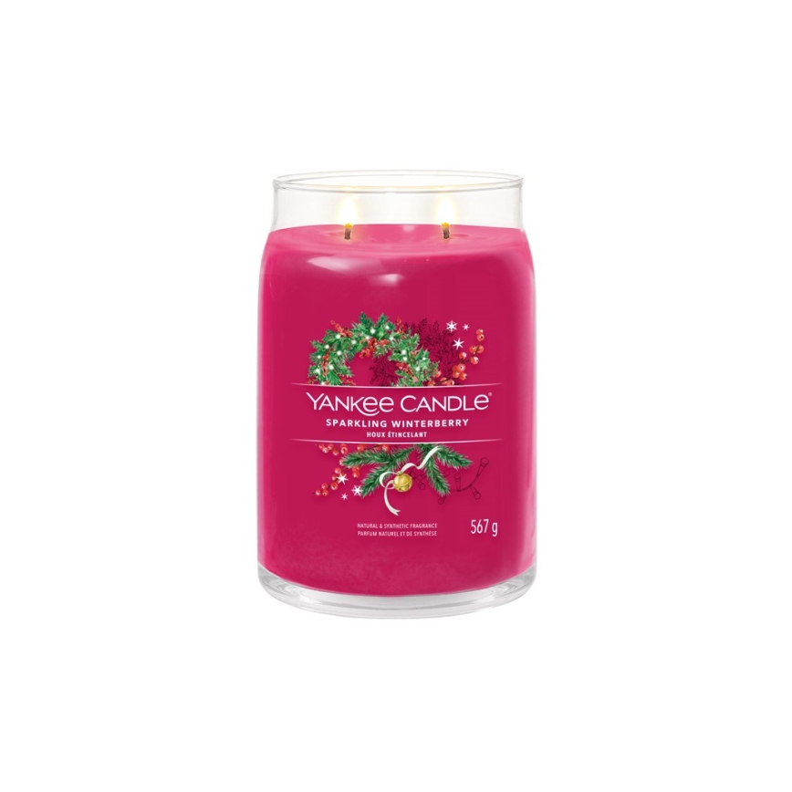 Yankee Candle - Ароматна свещ SPARKLING WINTERBERRY голяма 567 г 60-90 часа