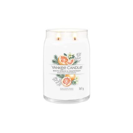 Yankee Candle - Ароматна свещ WHITE SPRUCE & GRAPEFRUIT голяма 567 г 60-90 часа.