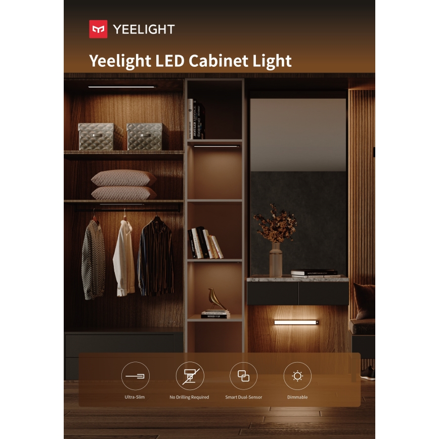 Yeelight - LED Димируемо акумулаторно осветление за мебели със сензор LED/1,8W/1100 mAh 4000K 20 см сребрист