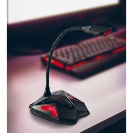 Yenkee - LED Геймърски USB микрофон 5V черен/червен