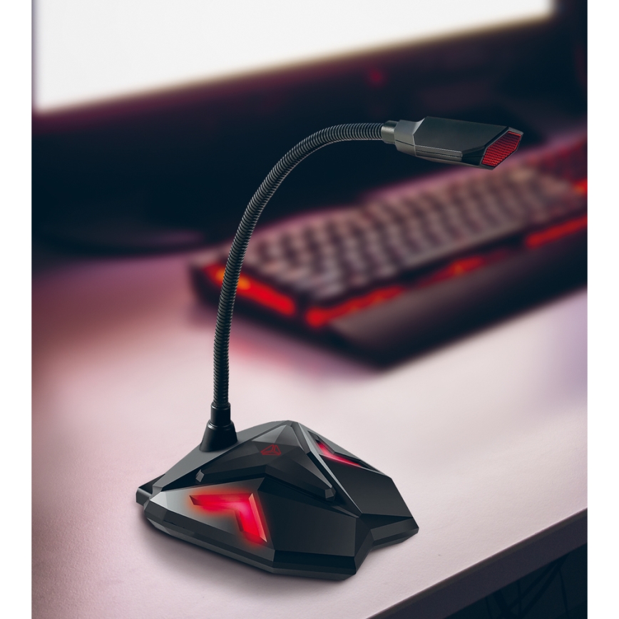 Yenkee - LED Геймърски USB микрофон 5V черен/червен