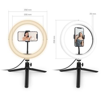 Yenkee - LED RGB Димируема лампа със статив и държач за влогове LED/5V + дистанционно