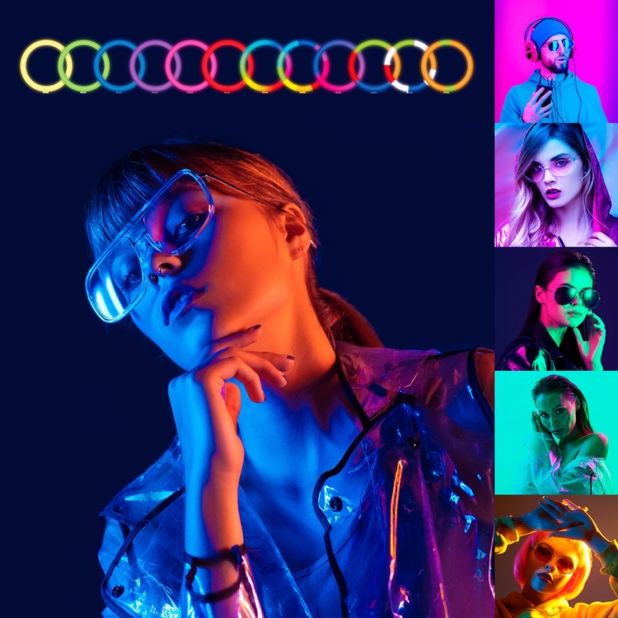 Yenkee - LED RGB Димируема лампа със статив и държач за влогове LED/5V + дистанционно