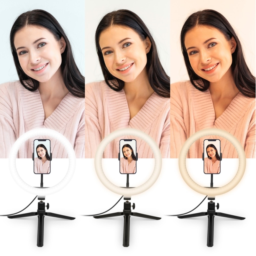 Yenkee - LED RGB Димируема лампа със статив и държач за влогове LED/5V + дистанционно