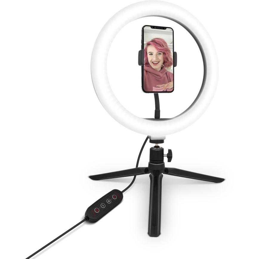 Yenkee - LED RGB Димируема лампа със статив и държач за влогове LED/5V + дистанционно