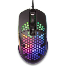 Yenkee - LED RGB Геймърска мишка 6400 DPI 7 бутона черна