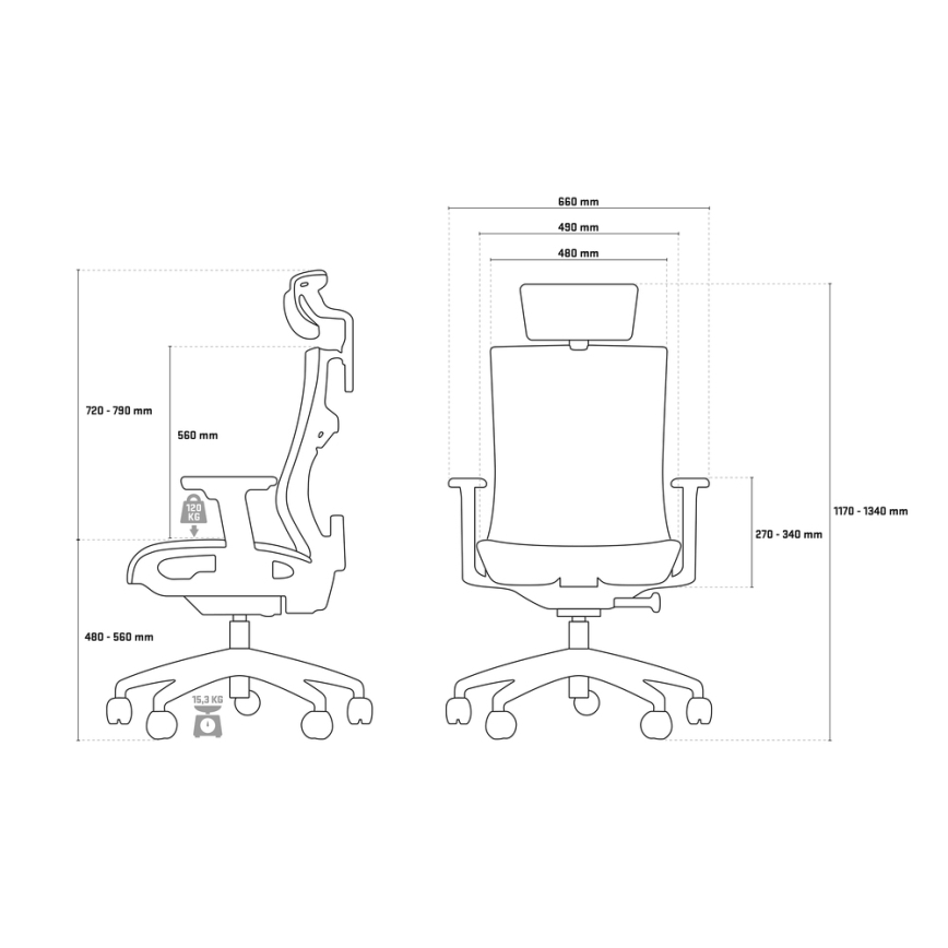 Yenkee - Офис стол черен/сив