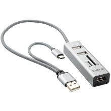 Yenkee - USB 2.0 и USB-C OTG сплитер и четец за карти