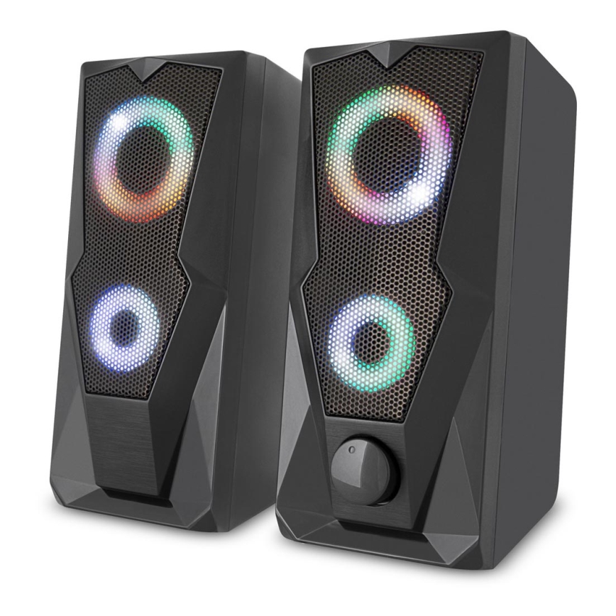Yenkee - USB Тонколони с RGB подсветка 6W/5V черни