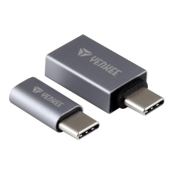 Yenkee - К-кт адаптери от USB-C към MicroUSB и USB-A