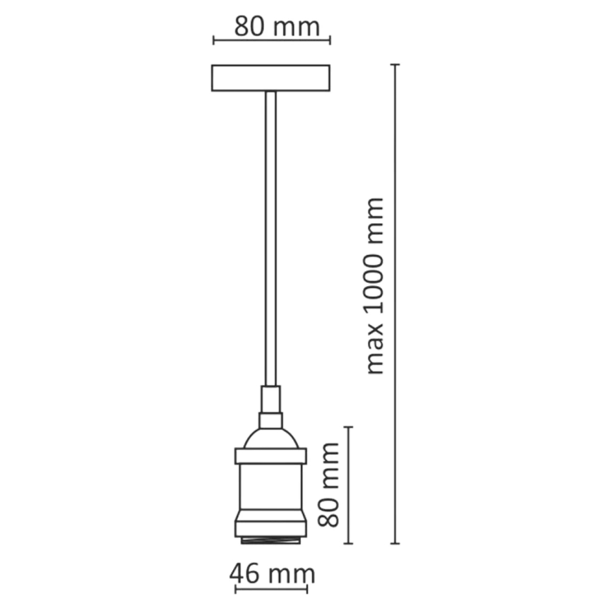 Захранващ кабел 1xE27/20W/230V лъскав хром