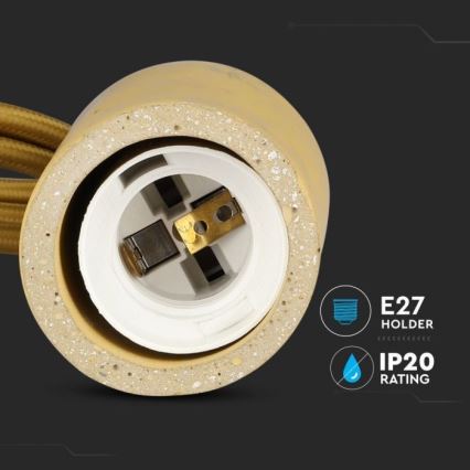 Захранващ кабел 1xE27/60W/230V бетон/бежов