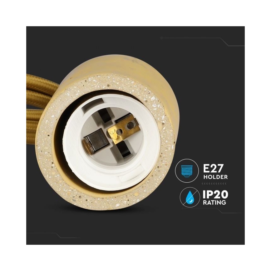 Захранващ кабел 1xE27/60W/230V бетон/бежов