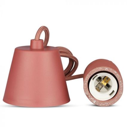 Захранващ кабел 1xE27/60W/230V бетон/червен