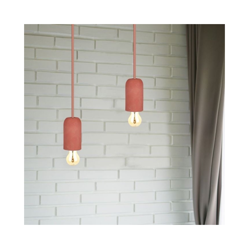 Захранващ кабел 1xE27/60W/230V бетон/червен