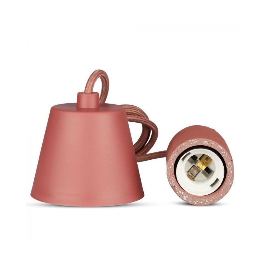 Захранващ кабел 1xE27/60W/230V бетон/червен