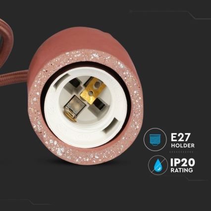 Захранващ кабел 1xE27/60W/230V бетон/червен