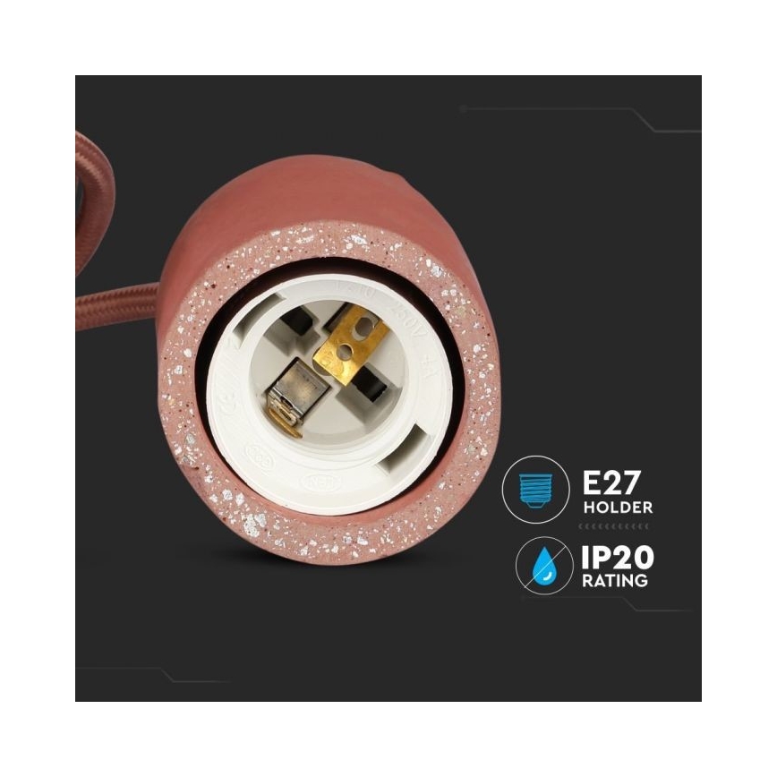 Захранващ кабел 1xE27/60W/230V бетон/червен